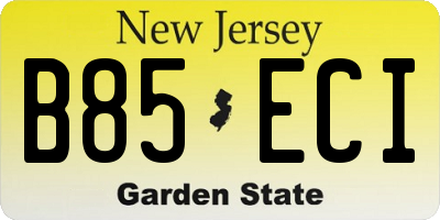 NJ license plate B85ECI