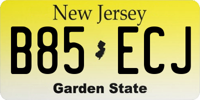 NJ license plate B85ECJ