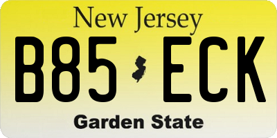 NJ license plate B85ECK