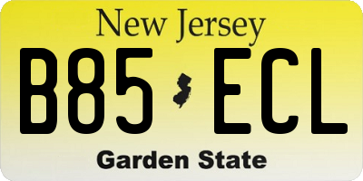 NJ license plate B85ECL