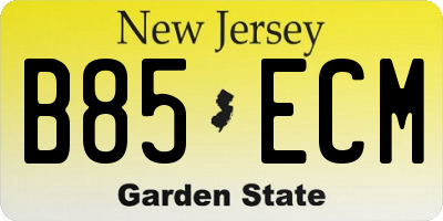 NJ license plate B85ECM