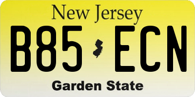 NJ license plate B85ECN