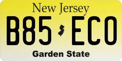 NJ license plate B85ECO