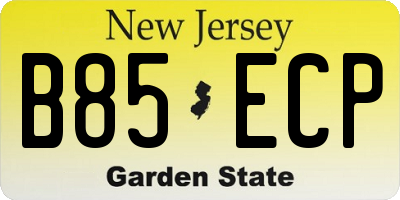 NJ license plate B85ECP