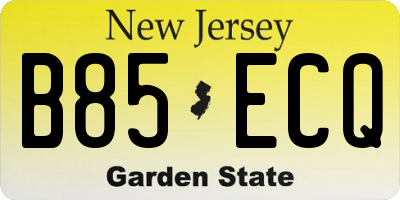 NJ license plate B85ECQ