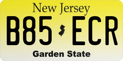 NJ license plate B85ECR
