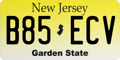 NJ license plate B85ECV