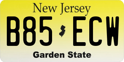 NJ license plate B85ECW