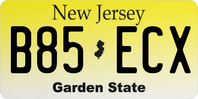 NJ license plate B85ECX