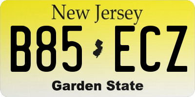NJ license plate B85ECZ