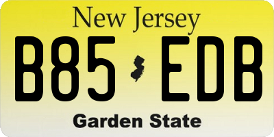 NJ license plate B85EDB