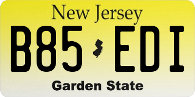 NJ license plate B85EDI