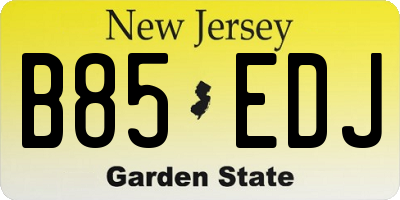 NJ license plate B85EDJ