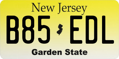 NJ license plate B85EDL