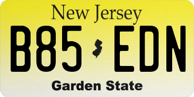NJ license plate B85EDN