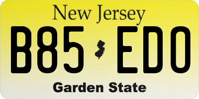 NJ license plate B85EDO