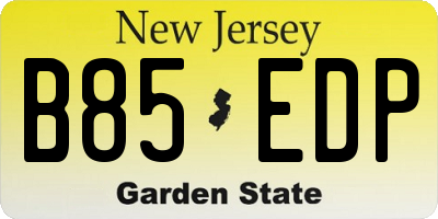 NJ license plate B85EDP