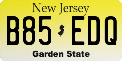 NJ license plate B85EDQ