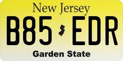 NJ license plate B85EDR