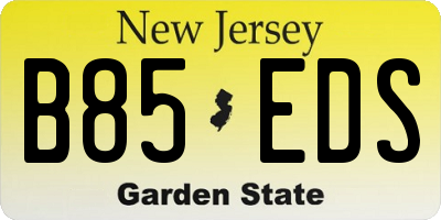 NJ license plate B85EDS