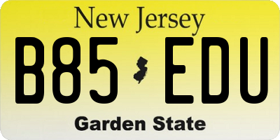 NJ license plate B85EDU
