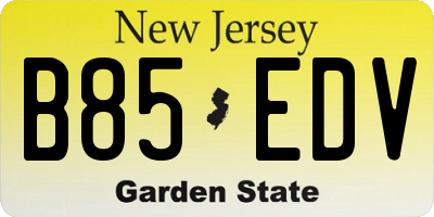 NJ license plate B85EDV