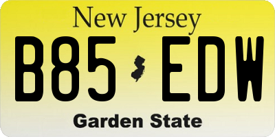 NJ license plate B85EDW