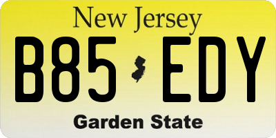 NJ license plate B85EDY