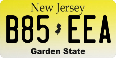 NJ license plate B85EEA