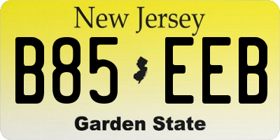 NJ license plate B85EEB