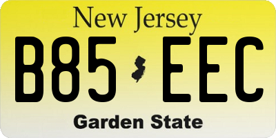 NJ license plate B85EEC