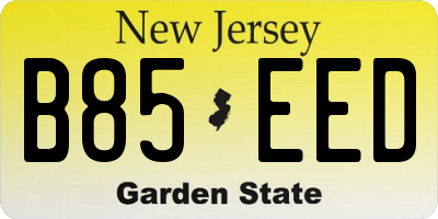 NJ license plate B85EED