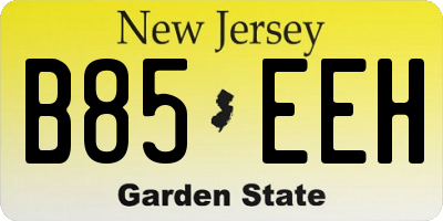 NJ license plate B85EEH