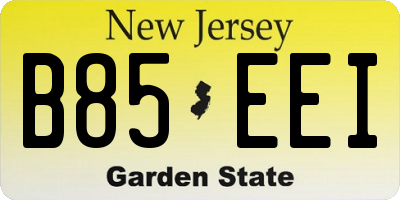 NJ license plate B85EEI