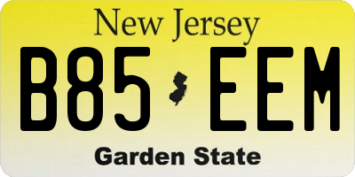 NJ license plate B85EEM