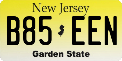 NJ license plate B85EEN
