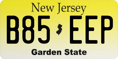 NJ license plate B85EEP