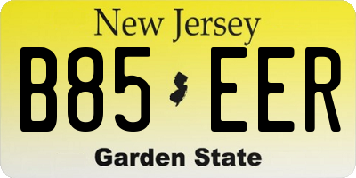 NJ license plate B85EER