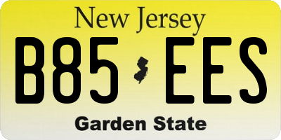 NJ license plate B85EES