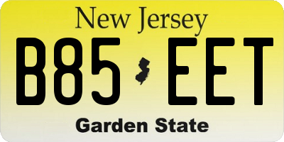 NJ license plate B85EET