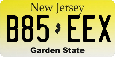 NJ license plate B85EEX