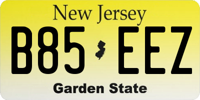 NJ license plate B85EEZ