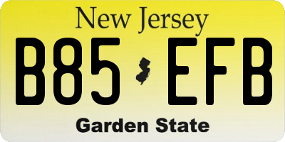 NJ license plate B85EFB