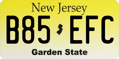 NJ license plate B85EFC