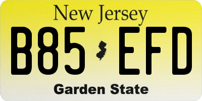 NJ license plate B85EFD