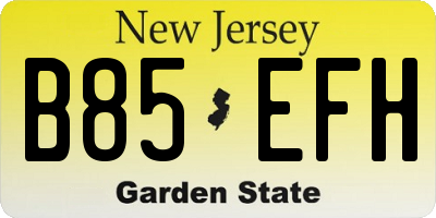 NJ license plate B85EFH