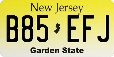 NJ license plate B85EFJ
