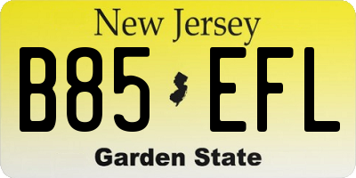 NJ license plate B85EFL