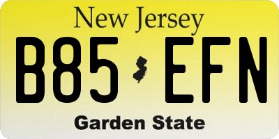 NJ license plate B85EFN