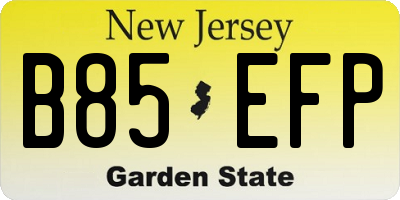 NJ license plate B85EFP